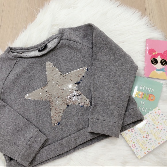 Yporque sequin star sweatshirt girls sz 10 - Picture 3 of 8